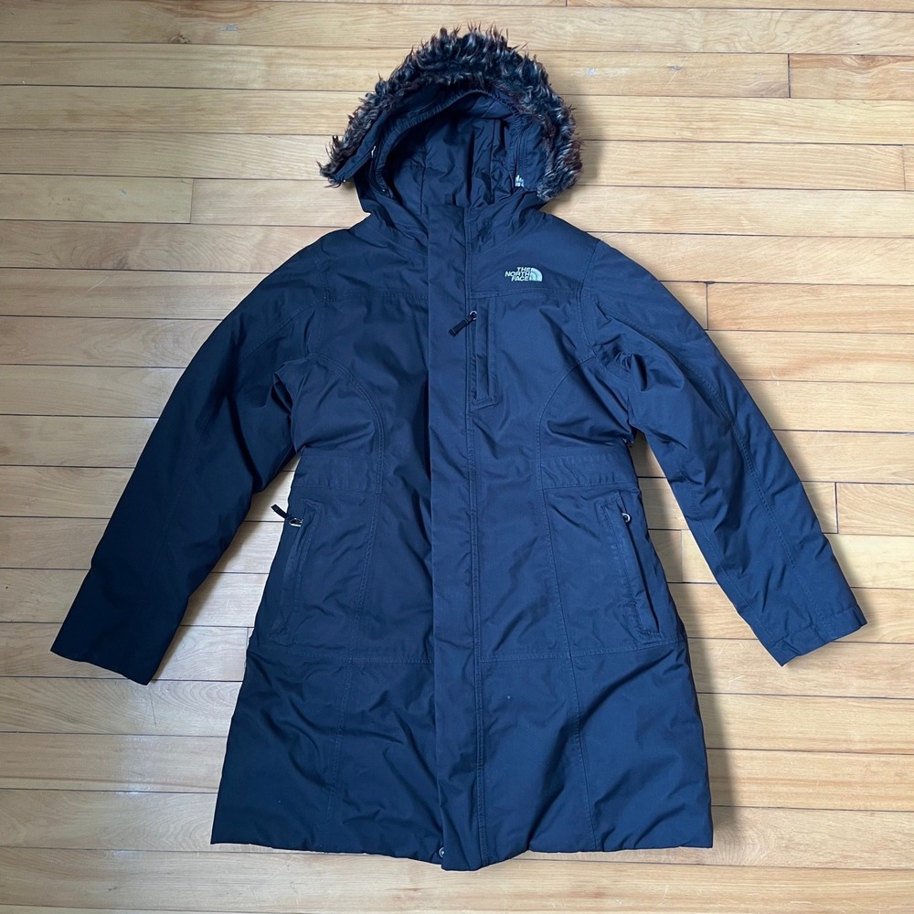 The North Face Girls Black Arctic Parka Faux Fur Hood Jacket Large 14/16